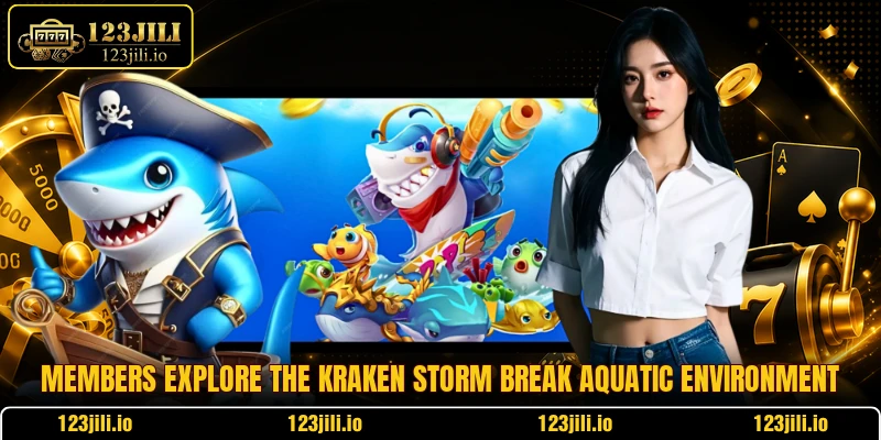 Members explore the Kraken Storm Break aquatic environment Members explore the Kraken Storm Break aquatic environment